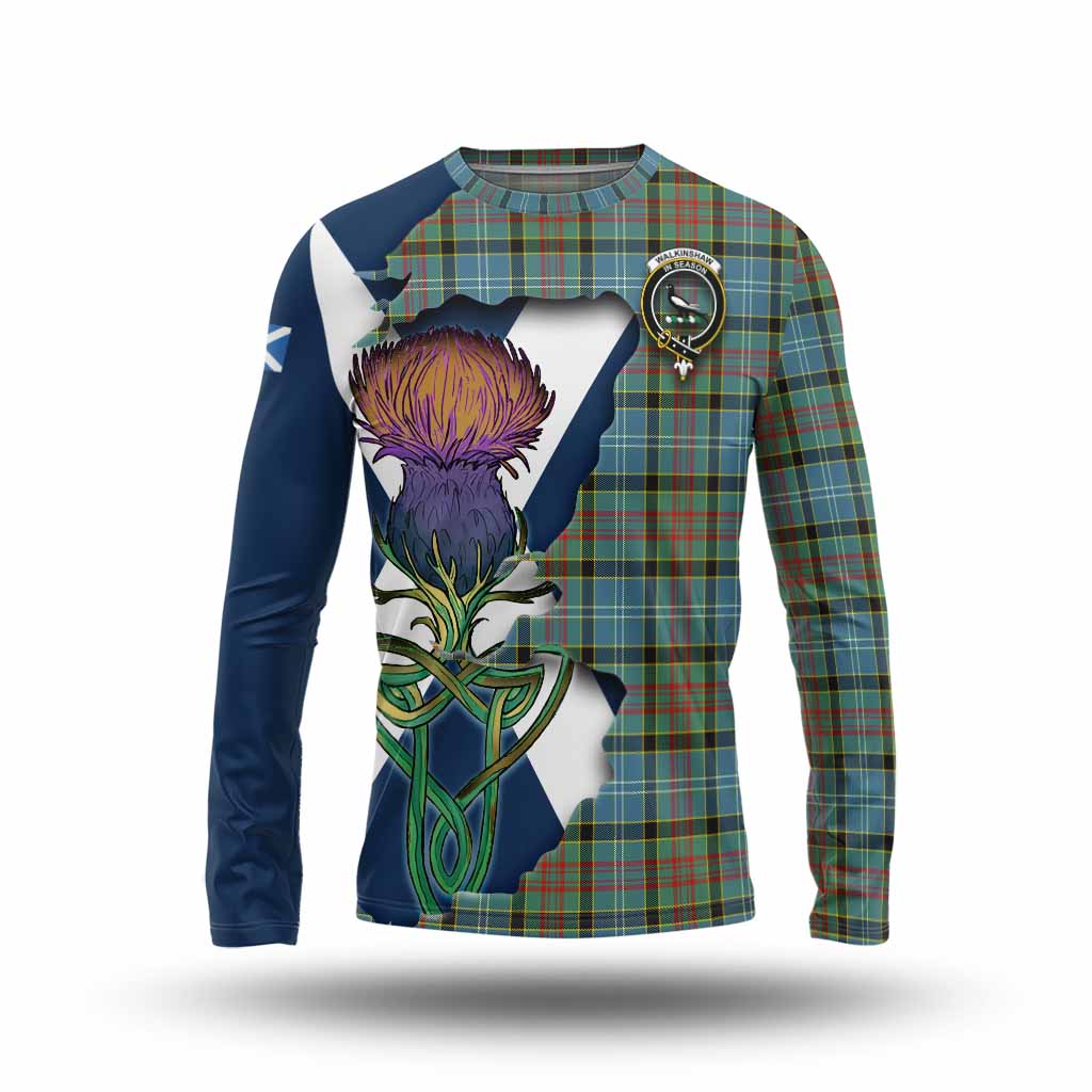 Tartan Vibes Clothing Walkinshaw Tartan Family Crest Long Sleeve T-Shirt Scottish Thistle Celtic Inspired