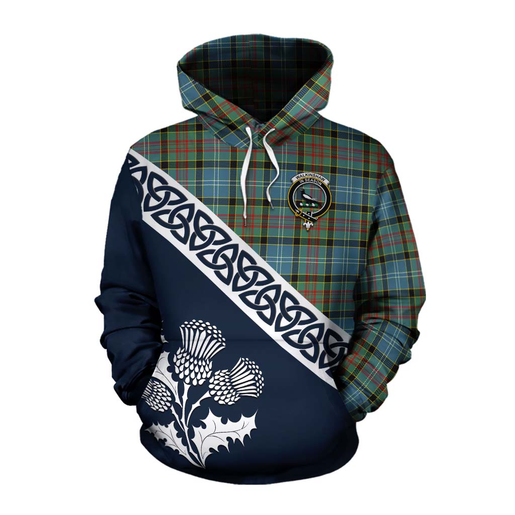 Walkinshaw Tartan Cotton Hoodie Featuring Thistle and Scotland Map Pullover Hoodie XS - Tartan Vibes Clothing