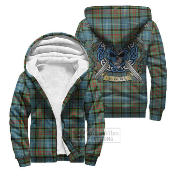 Walkinshaw Tartan Sherpa Hoodie with Family Crest Celtic Skull Style Unisex S - Tartan Vibes Clothing