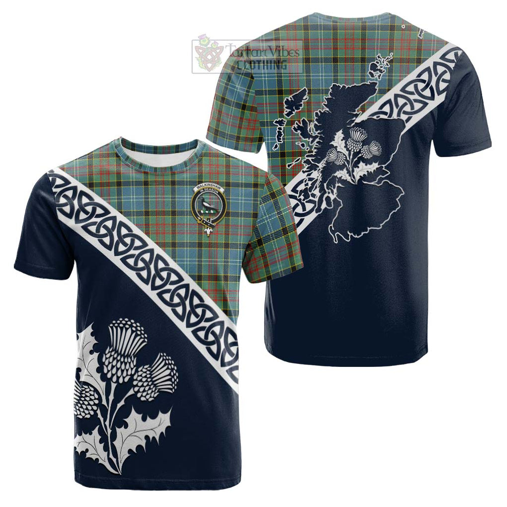 Walkinshaw Tartan Cotton T-shirt Featuring Thistle and Scotland Map Kid's Shirt - Tartan Vibes Clothing