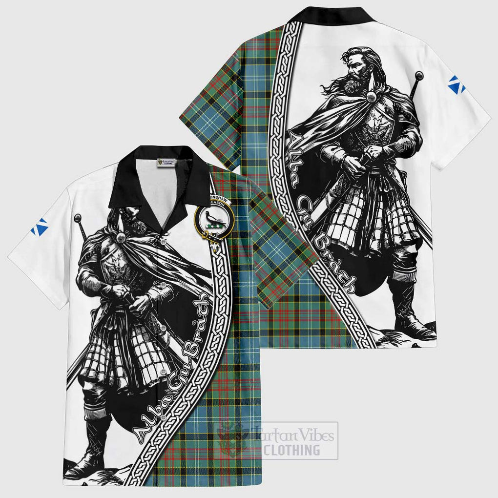 Walkinshaw Tartan Clan Crest Hawaiian Shirt with Highlander Warrior Celtic Style Kid - Tartan Vibes Clothing