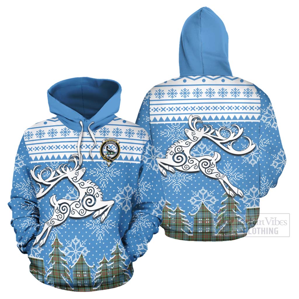 Walkinshaw Clan Christmas Hoodie Celtic Reindeer Style Zip Hoodie - Tartan Vibes Clothing