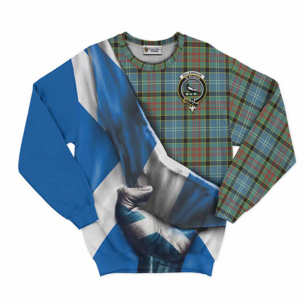 Walkinshaw Tartan Sweatshirt with Family Crest Scotland Patriotic Style Unisex - Tartan Vibes Clothing