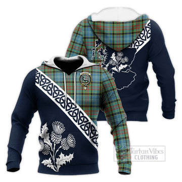 Walkinshaw Tartan Knitted Hoodie Featuring Thistle and Scotland Map Unisex Knitted Pullover Hoodie - Tartan Vibes Clothing