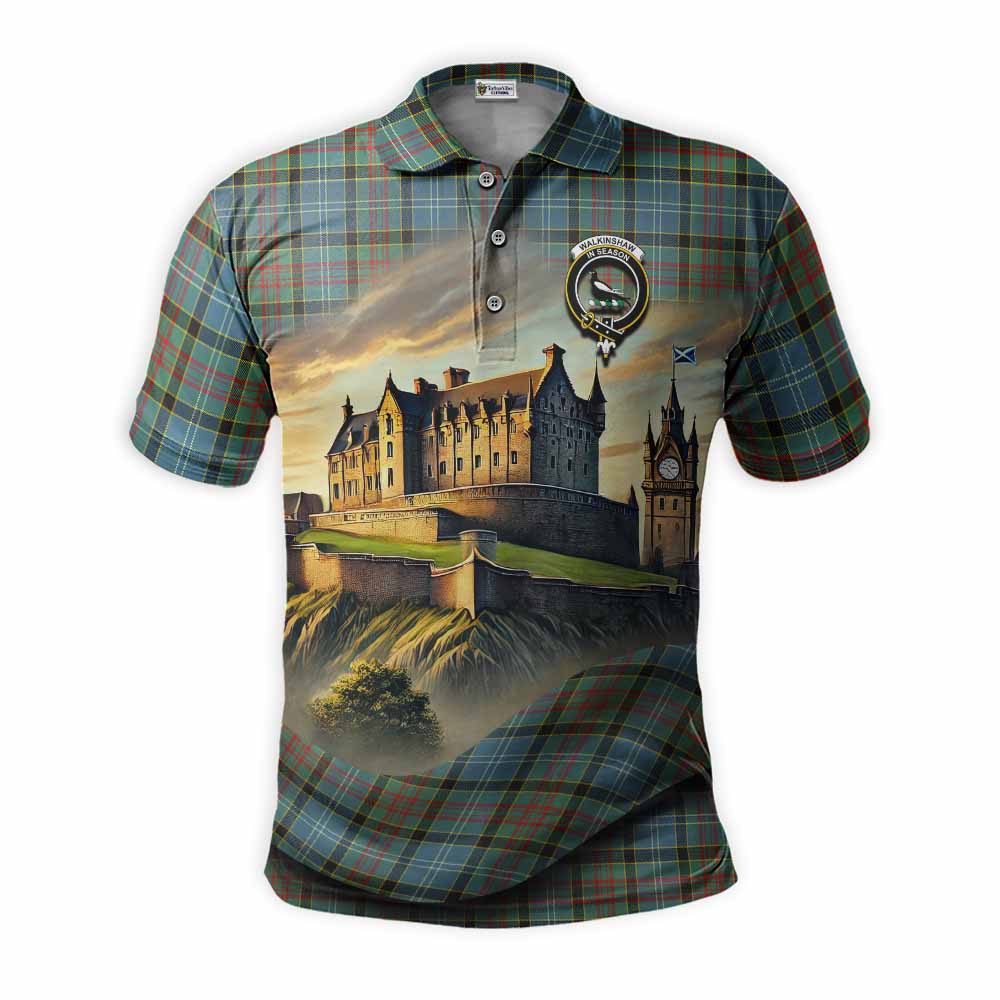 Tartan Vibes Clothing Walkinshaw Tartan Family Crest Polo Shirt with Scottish Ancient Castle Stype