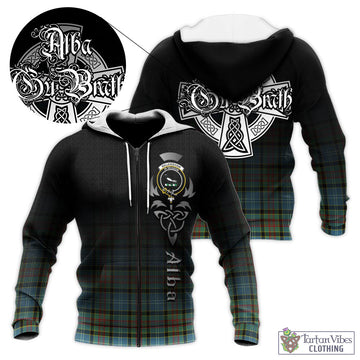 Walkinshaw Tartan Knitted Hoodie Featuring Alba Gu Brath Family Crest Celtic Inspired Unisex - Tartan Vibes Clothing
