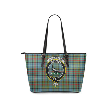 Walkinshaw Tartan Leather Tote Bag with Family Crest