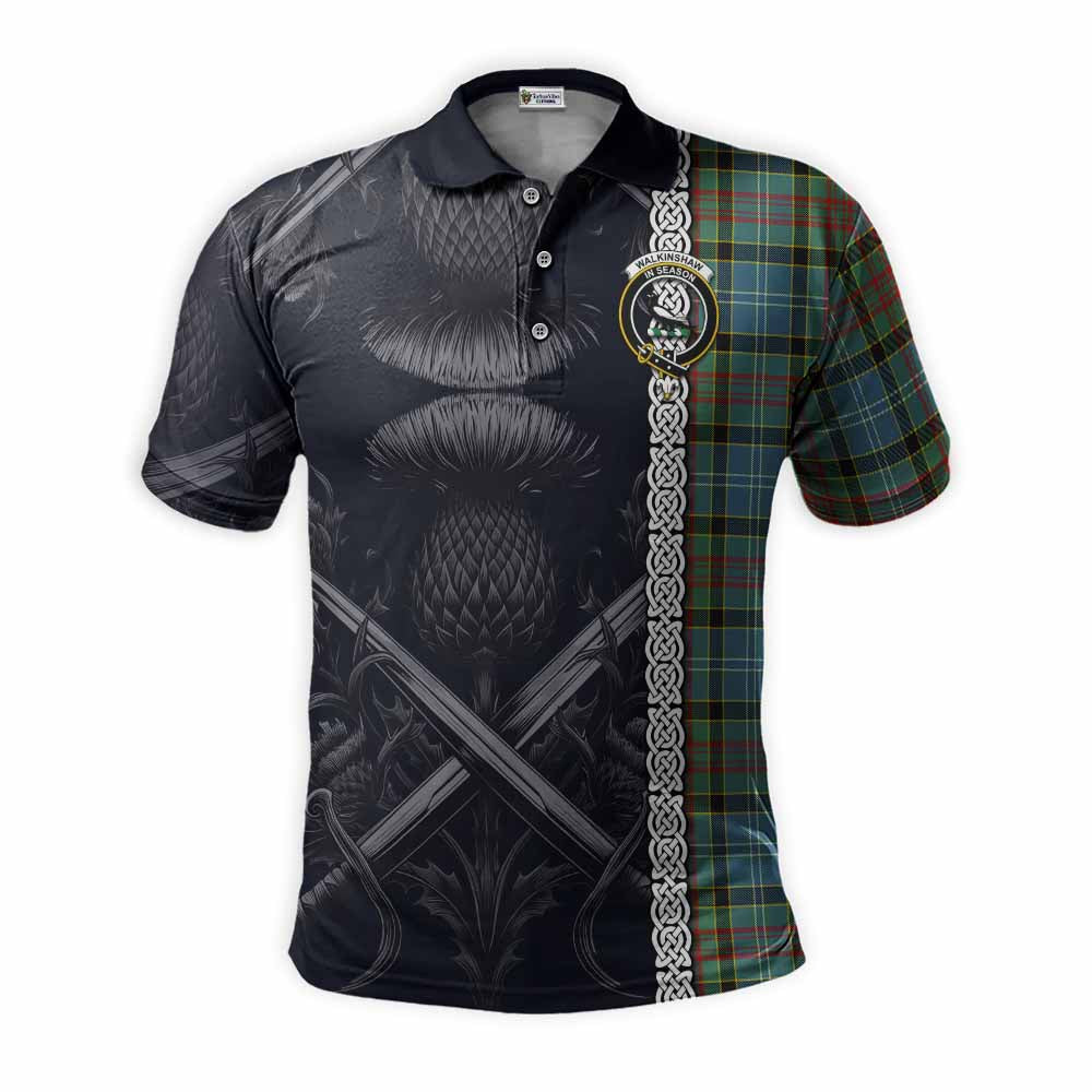 Walkinshaw Tartan Polo Shirt with Family Crest Cross Sword Thistle Celtic Vibes Kid - Tartan Vibes Clothing