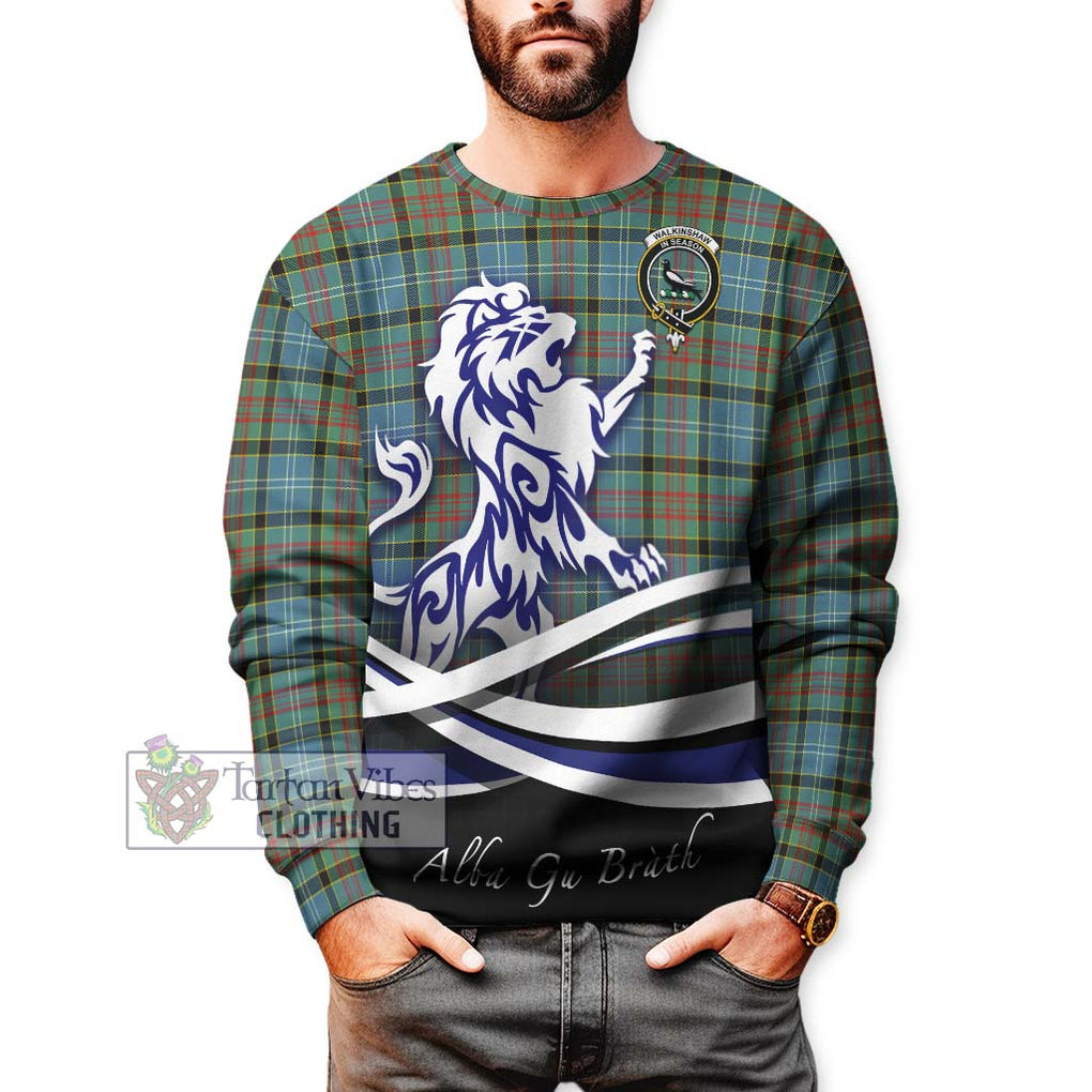 Walkinshaw Tartan Sweatshirt with Alba Gu Brath Regal Lion Emblem Unisex - Tartan Vibes Clothing