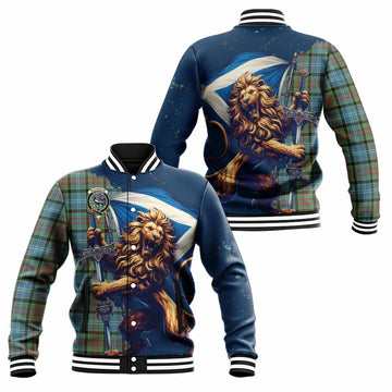 Walkinshaw Tartan Family Crest Baseball Jacket with Scottish Majestic Lion Unisex - Tartan Vibes Clothing