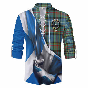 Walkinshaw Tartan Ghillie Kilt Shirt with Family Crest Scotland Patriotic Style Men - Tartan Vibes Clothing