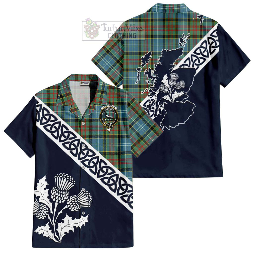 Walkinshaw Tartan Hawaiian Shirt Featuring Thistle and Scotland Map Kid - Tartan Vibes Clothing