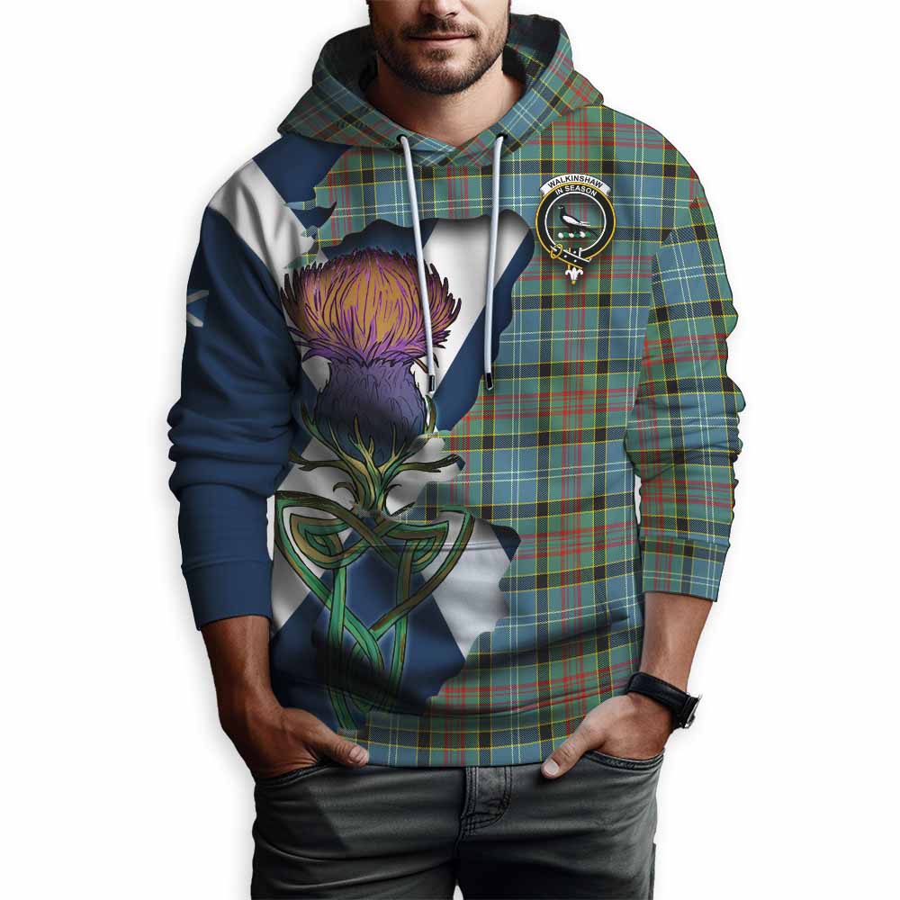 Tartan Vibes Clothing Walkinshaw Tartan Family Crest Hoodie Scottish Thistle Celtic Inspired