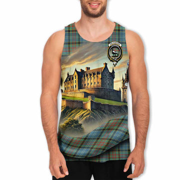 Walkinshaw Tartan Family Crest Men's Tank Top with Scottish Ancient Castle Style Men - Tartan Vibes Clothing