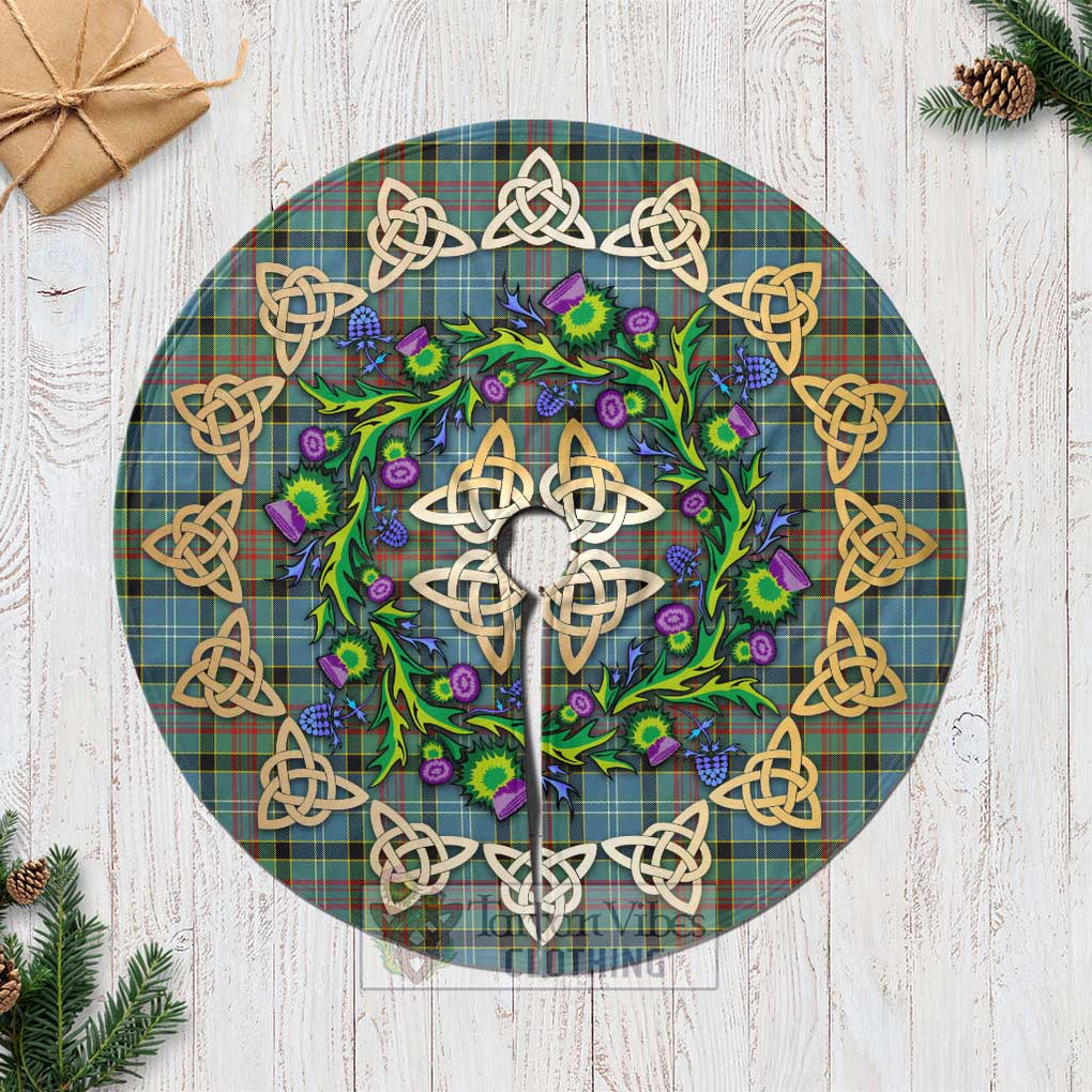 Walkinshaw Tartan Christmas Tree Skirt with Thistle Celtic Knot Style Casual Tree Skirts - Tartan Vibes Clothing