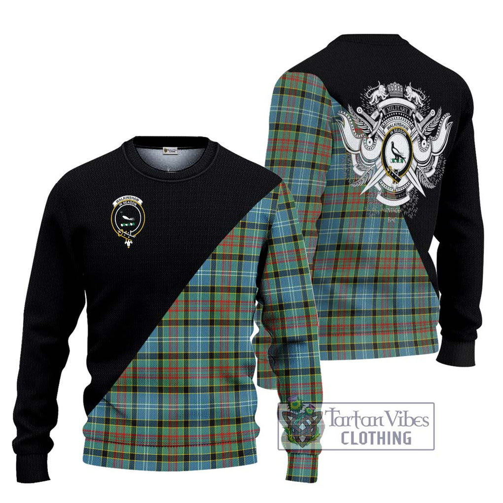 Walkinshaw Tartan Ugly Sweater with Family Crest and Military Logo Style Unisex - Tartan Vibes Clothing