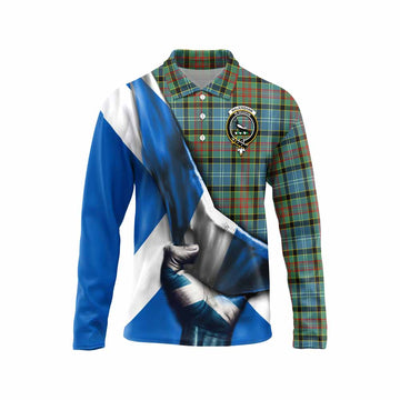 Tartan Vibes Clothing Walkinshaw Tartan Long Sleeve Polo Shirt with Family Crest Scotland Patriotic Style