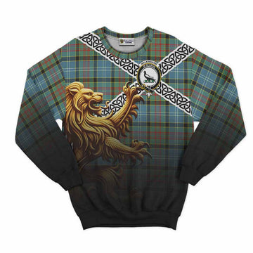 Walkinshaw Crest Tartan Sweatshirt with Golden Lion Emblem Celtic Style Unisex - Tartan Vibes Clothing