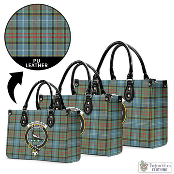 Walkinshaw Tartan Luxury Leather Handbags with Family Crest L - Tartan Vibes Clothing