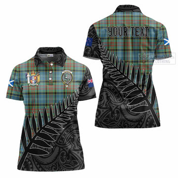 Tartan Vibes Clothing Walkinshaw Crest Tartan Women's Polo Shirt with New Zealand Silver Fern Half Style