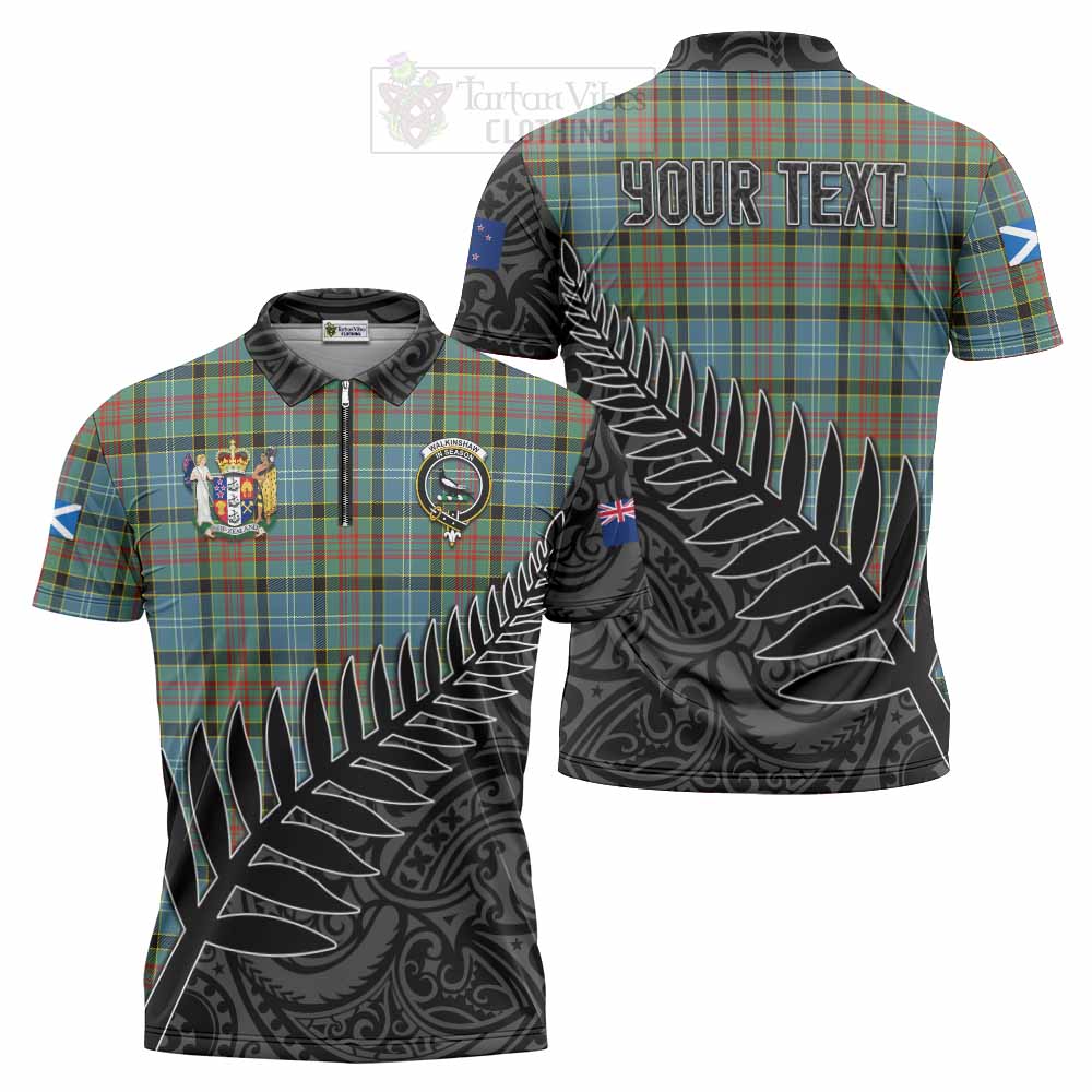 Tartan Vibes Clothing Walkinshaw Crest Tartan Zipper Polo Shirt with New Zealand Silver Fern Half Style