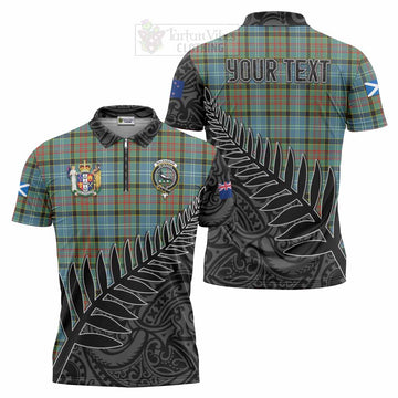 Tartan Vibes Clothing Walkinshaw Crest Tartan Zipper Polo Shirt with New Zealand Silver Fern Half Style