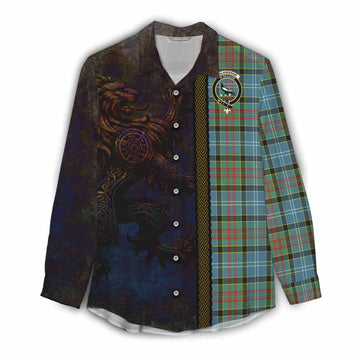 Walkinshaw Tartan Family Crest Women's Casual Shirt Alba Gu Brath Be Brave Lion Ancient Style Female - Tartan Vibes Clothing