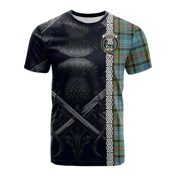 Walkinshaw Tartan Cotton T-shirt with Family Crest Cross Sword Thistle Celtic Vibes Kid's Shirt - Tartan Vibes Clothing
