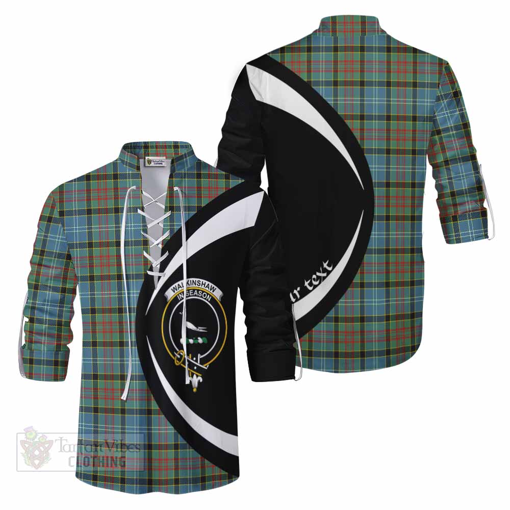 Walkinshaw Tartan Ghillie Kilt Shirt with Family Crest Circle Style Men - Tartan Vibes Clothing