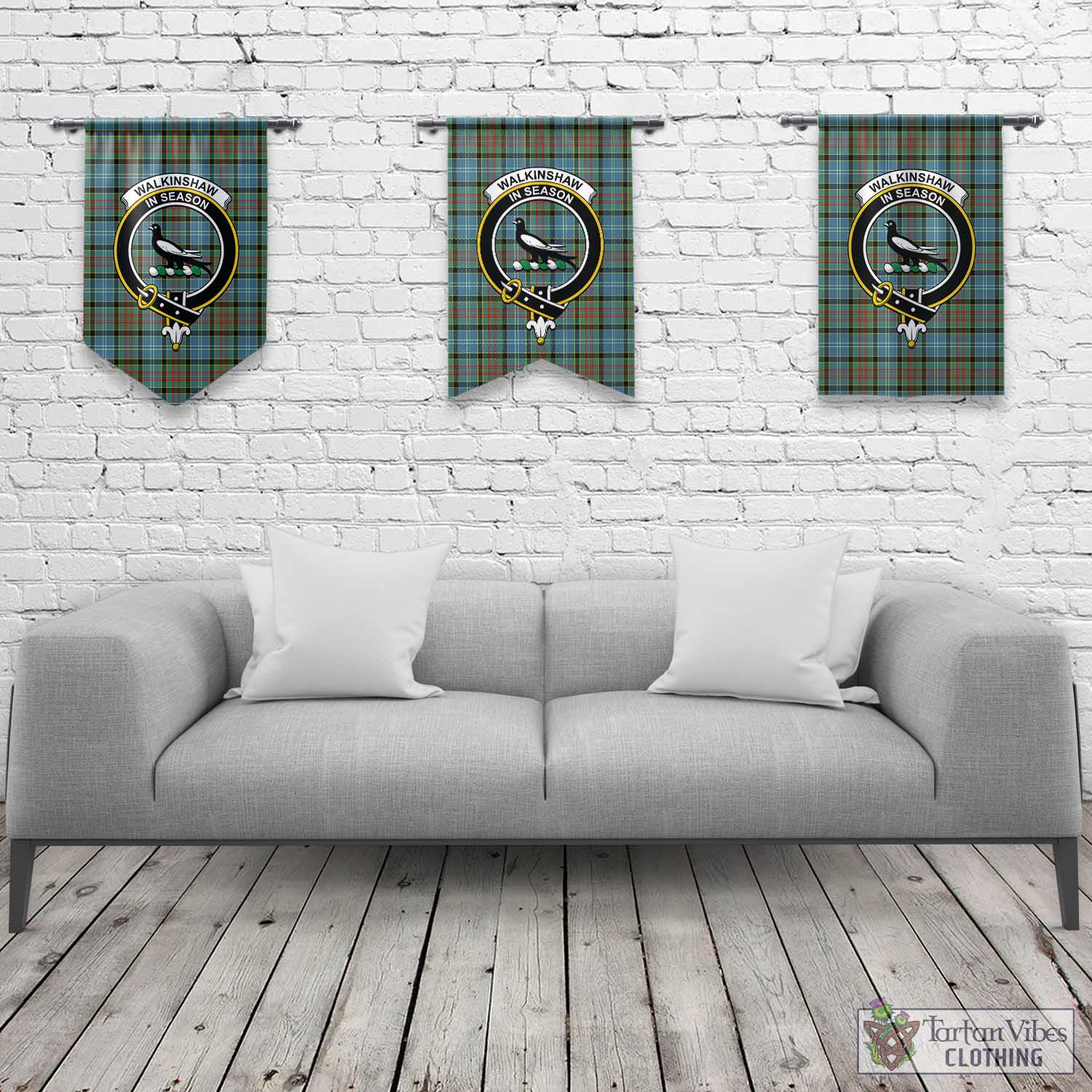Walkinshaw Tartan Gonfalon, Tartan Banner with Family Crest Rectangle - Tartan Vibes Clothing