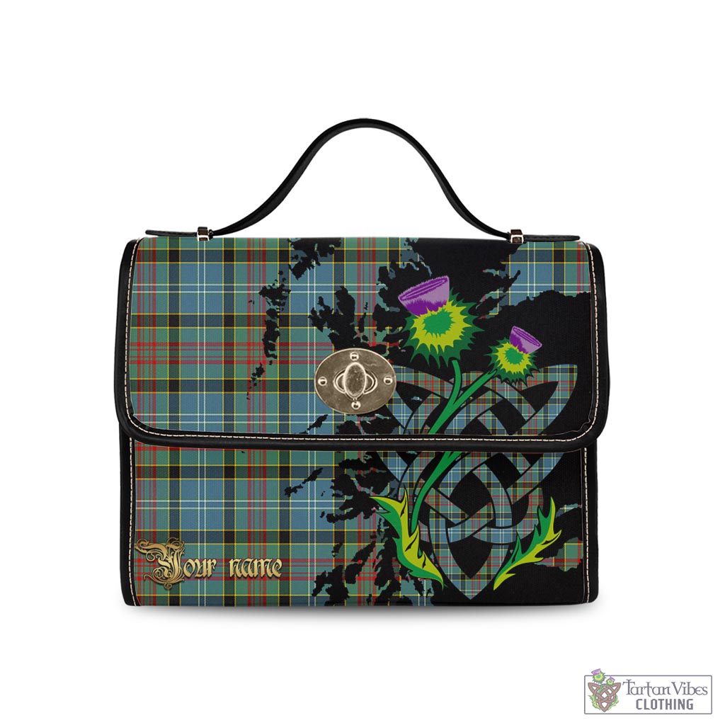 Tartan Vibes Clothing Walkinshaw Tartan Waterproof Canvas Bag with Scotland Map and Thistle Celtic Accents