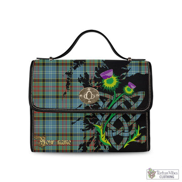 Walkinshaw Tartan Waterproof Canvas Bag with Scotland Map and Thistle Celtic Accents