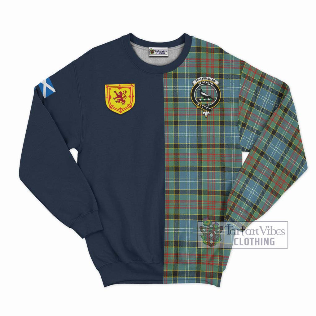 Walkinshaw Tartan Sweatshirt Alba with Scottish Lion Royal Arm Half Style Unisex - Tartan Vibes Clothing