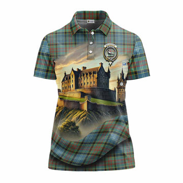 Walkinshaw Tartan Family Crest Women's Polo Shirt with Scottish Ancient Castle Style Women - Tartan Vibes Clothing