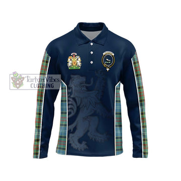 Walkinshaw Tartan Long Sleeve Polo Shirt with Family Crest and Lion Rampant Vibes Sport Style Unisex - Tartan Vibes Clothing