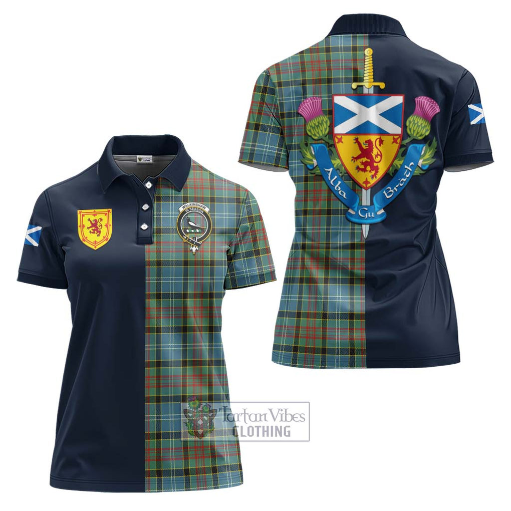 Walkinshaw Tartan Women's Polo Shirt Alba with Scottish Lion Royal Arm Half Style Women - Tartan Vibes Clothing
