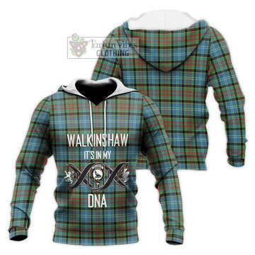 Walkinshaw Tartan Knitted Hoodie with Family Crest DNA In Me Style Unisex Knitted Pullover Hoodie - Tartan Vibes Clothing