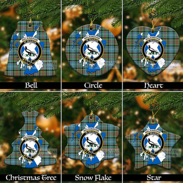 Walkinshaw Tartan Christmas Ceramic Ornaments with Family Crest and Scotland Map Ceramic - Tartan Vibes Clothing