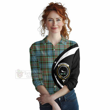 Walkinshaw Tartan Women's Casual Shirt with Family Crest Circle Style Female - Tartan Vibes Clothing