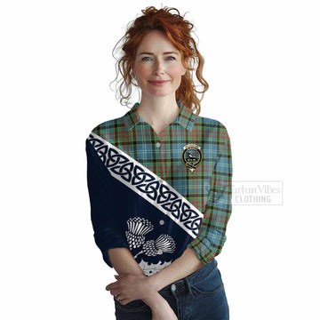 Walkinshaw Tartan Women's Casual Shirt Featuring Thistle and Scotland Map Female - Tartan Vibes Clothing