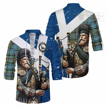 Walkinshaw Tartan Ghillie Kilt Shirt with Family Crest Scottish Bagpiper Vibes Men - Tartan Vibes Clothing