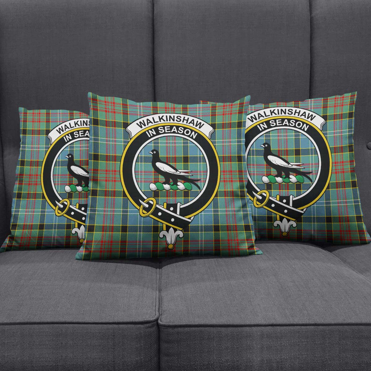 Walkinshaw Tartan Pillow Cover with Family Crest Rectangle Pillow Cover 51*91cm - Tartan Vibes Clothing