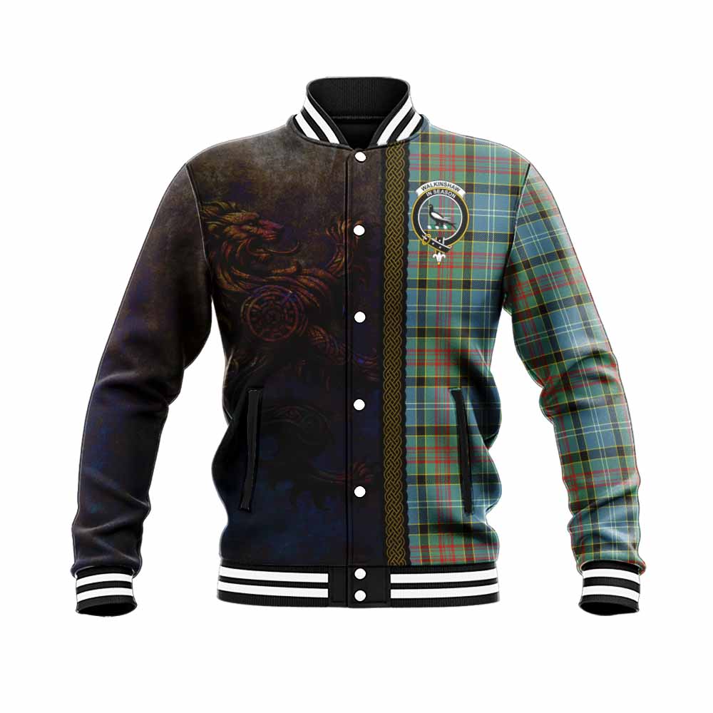Walkinshaw Tartan Family Crest Baseball Jacket Alba Gu Brath Be Brave Lion Ancient Style Unisex - Tartan Vibes Clothing