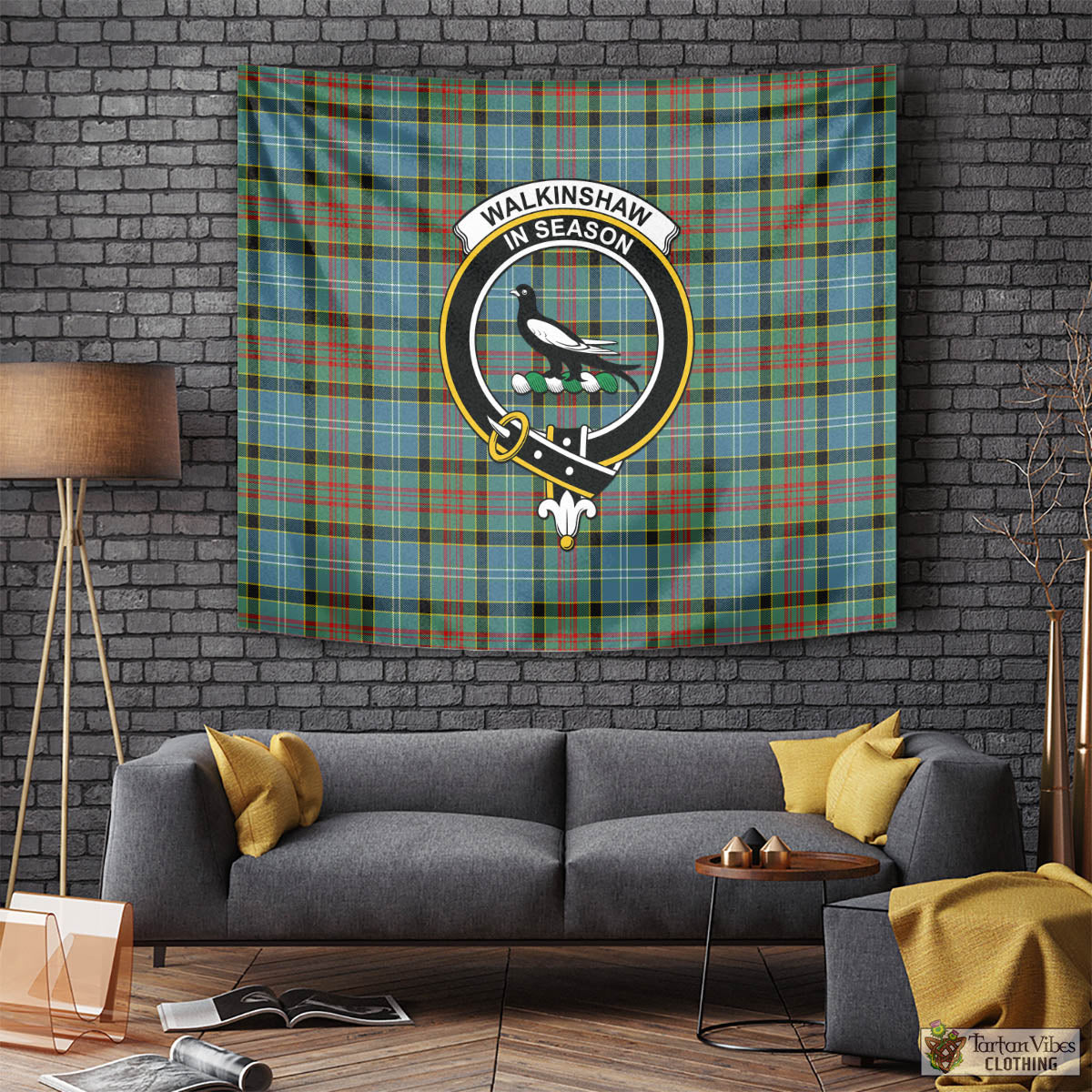 Tartan Vibes Clothing Walkinshaw Tartan Tapestry Wall Hanging and Home Decor for Room with Family Crest