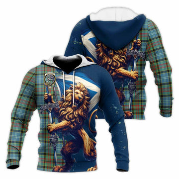 Walkinshaw Tartan Family Crest Knitted Hoodie with Scottish Majestic Lion Unisex Knitted Pullover Hoodie - Tartan Vibes Clothing