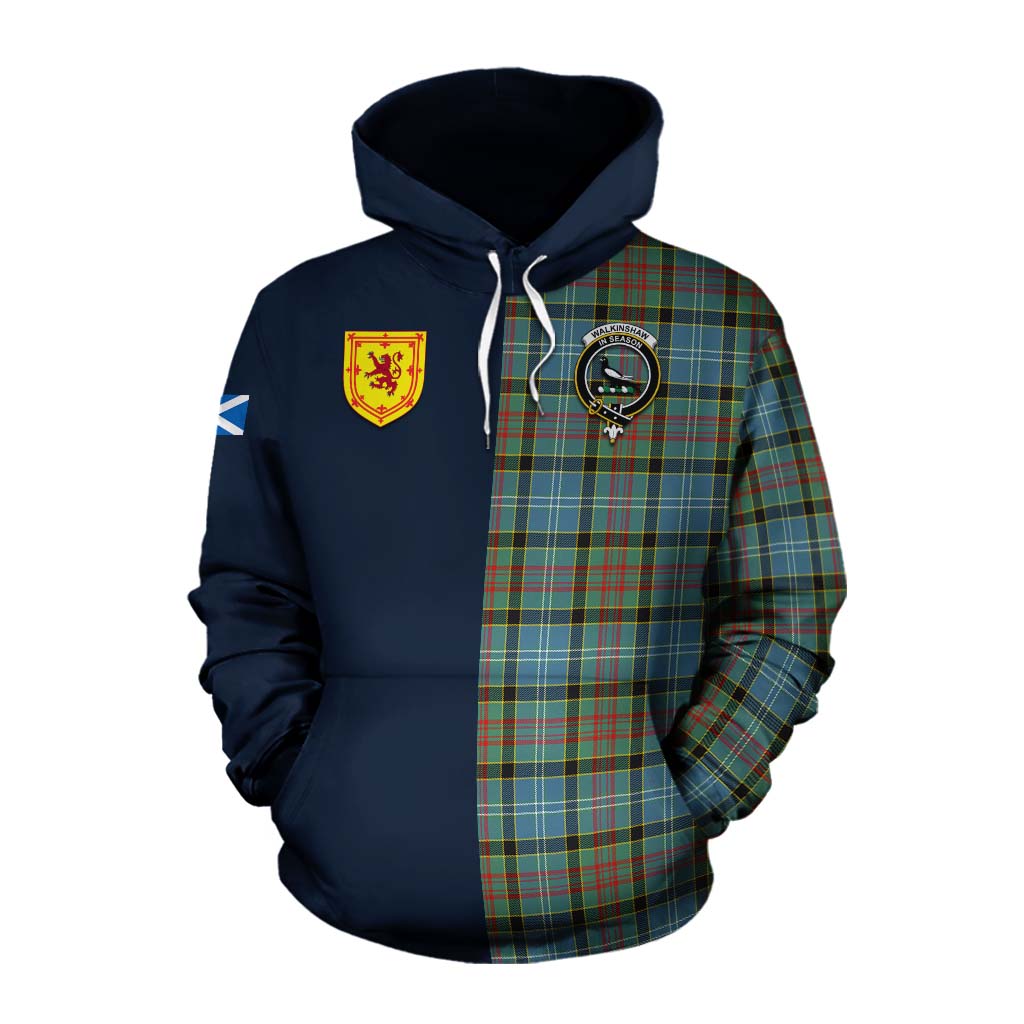 Walkinshaw Tartan Cotton Hoodie Alba with Scottish Lion Royal Arm Half Style Pullover Hoodie XS - Tartan Vibes Clothing