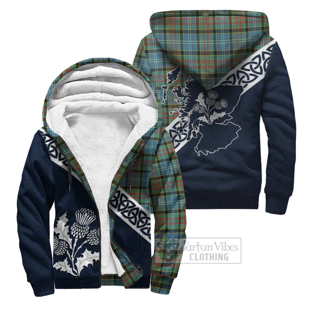 Walkinshaw Tartan Sherpa Hoodie Featuring Thistle and Scotland Map Unisex - Tartan Vibes Clothing