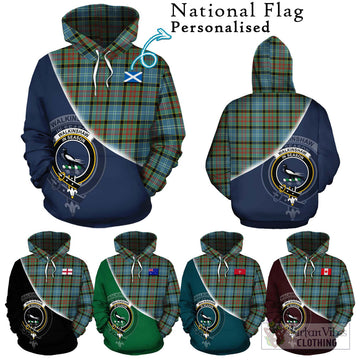 Walkinshaw Tartan Hoodie with Personalised National Flag and Family Crest Half Style Zip Hoodie - Tartan Vibes Clothing