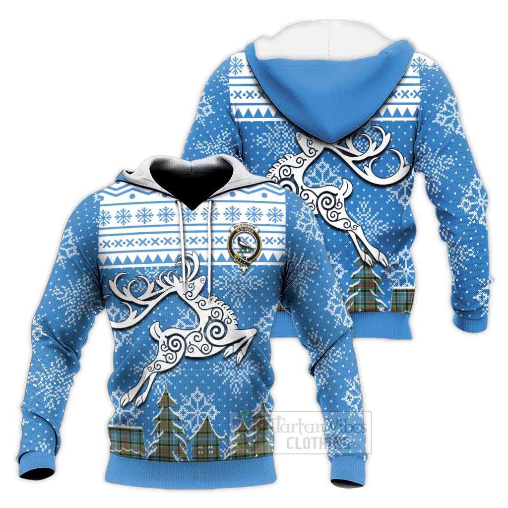 Walkinshaw Clan Christmas Knitted Hoodie Celtic Reindeer Style Unisex Knitted Pullover Hoodie - Tartan Vibes Clothing