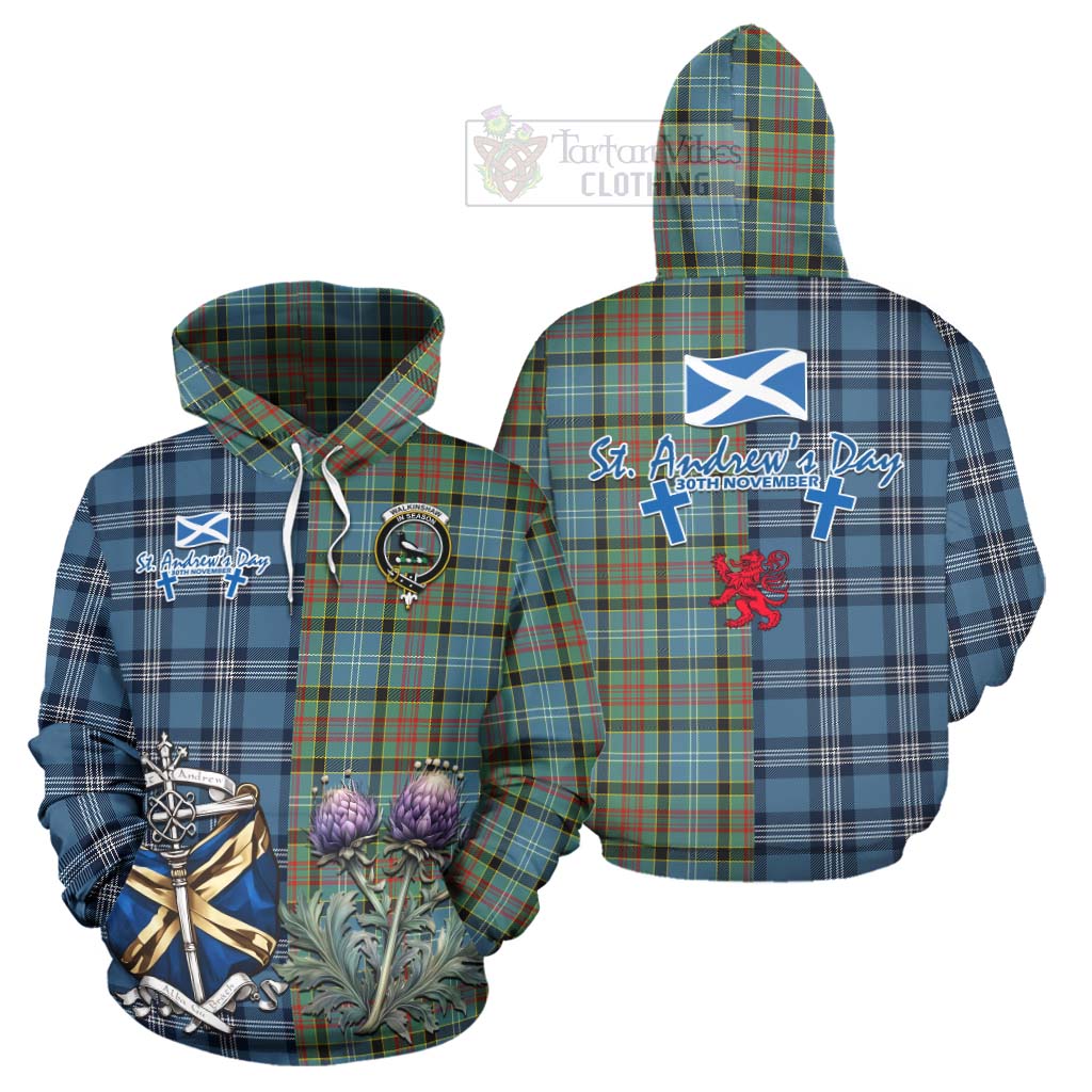 Walkinshaw Tartan Hoodie Happy St. Andrew's Day Half Tartan Style Zip Hoodie - Tartan Vibes Clothing